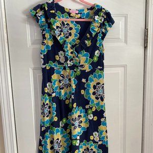 Lilly Pulitzer Clare dress in blue and yellow, size Medium